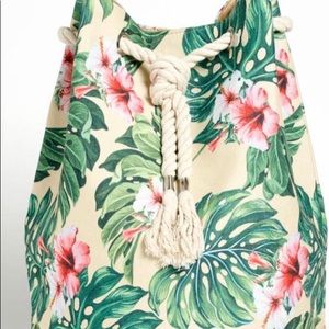 Honolulu Tropical Beach Print Drawstring Backpack